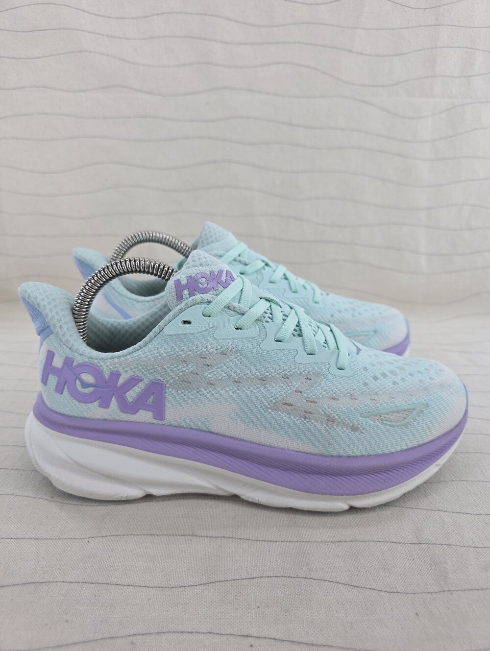 Hoka Womens Clifton 9 SOLM Blue Purple Running Shoes Sneakers 1132211 Size 6D